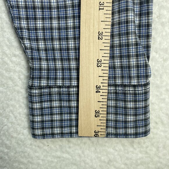 Eddie Bauer Shirt Mens Sz XL Blue Plaid Classic Fit Heavyweight Cotton Blend - Picture 5 of 8